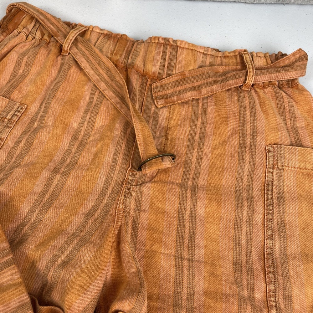 Hei Hei Tahiti Shorts Women's Size Medium Orange Belted Cotton Casual Comfort